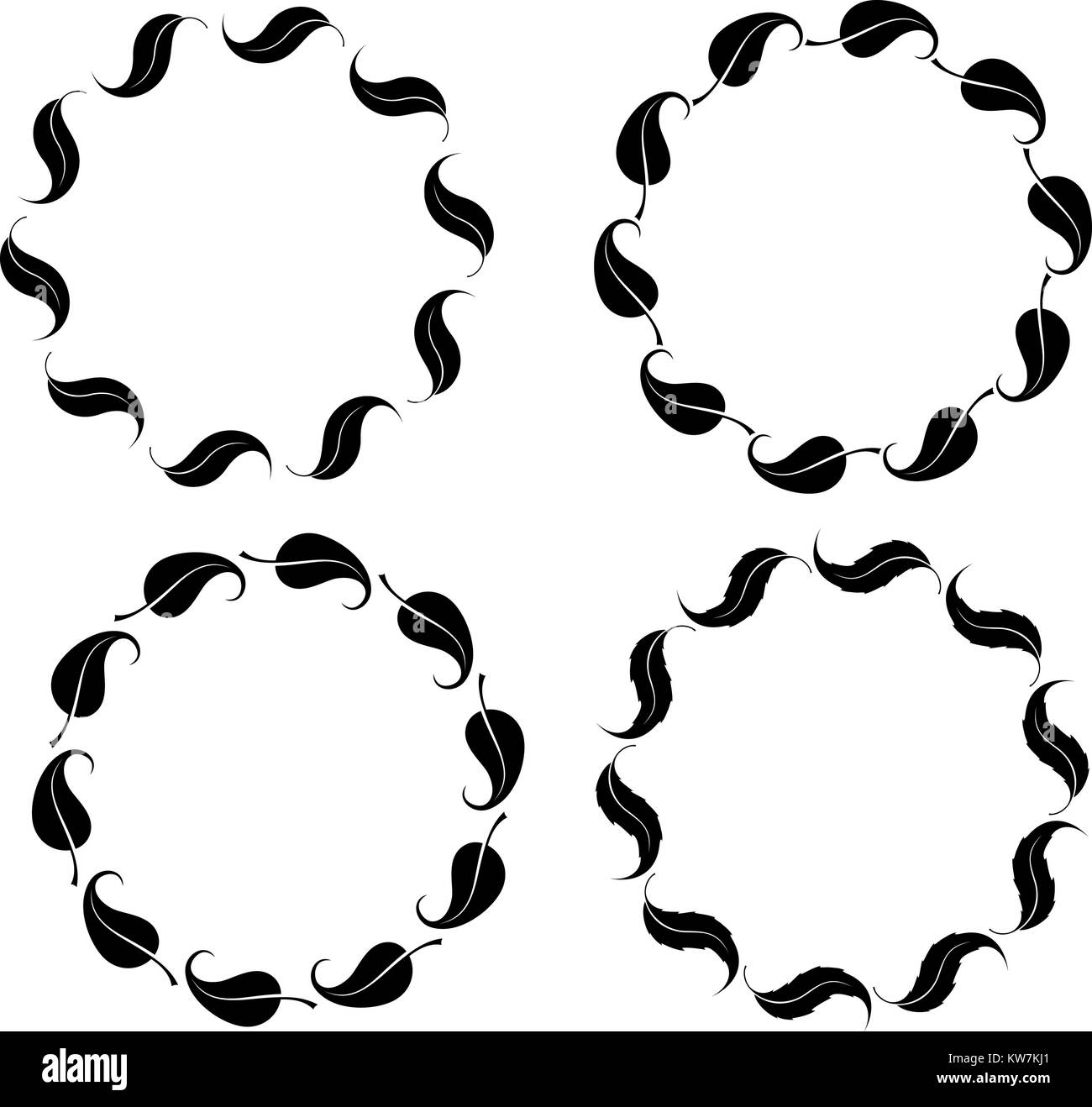 Set of four round floral frames with leaves Stock Vector Image & Art ...