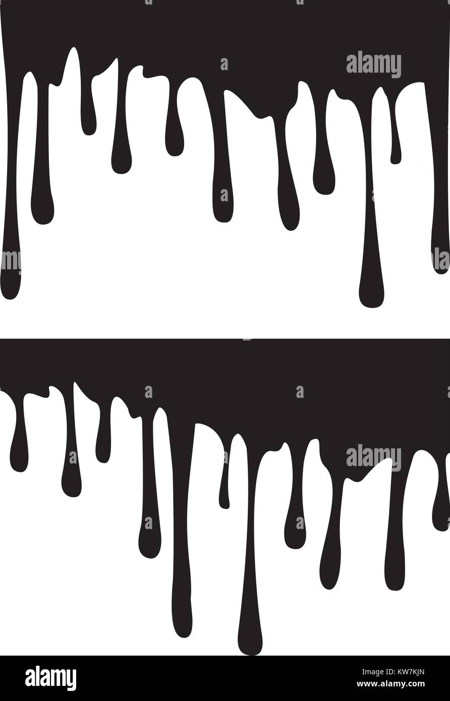 Seamless black drips. Abstract dribble splatter stains, comic dribble flow,  oil stain dribble wallpaper. Vector texture. Border with dripping paint,  spooky design with leaking liquid Stock Vector Image & Art - Alamy