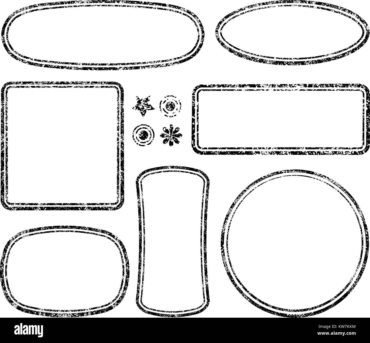 Big set of grunge templates for rubber stamps with auxiliary elements Stock Vector