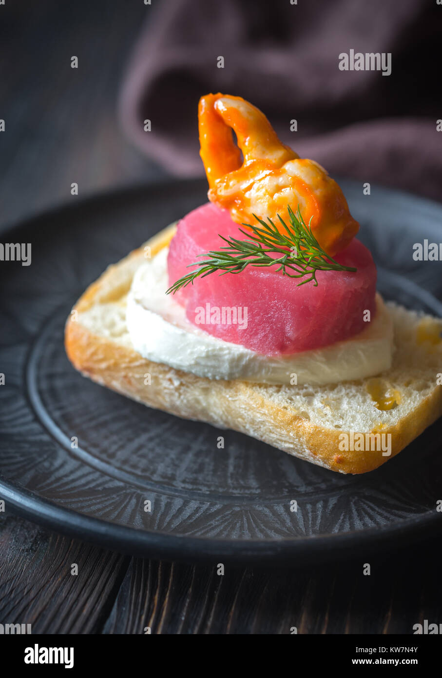 Sandwich with tuna, crab claw and mozzarella Stock Photo Alamy