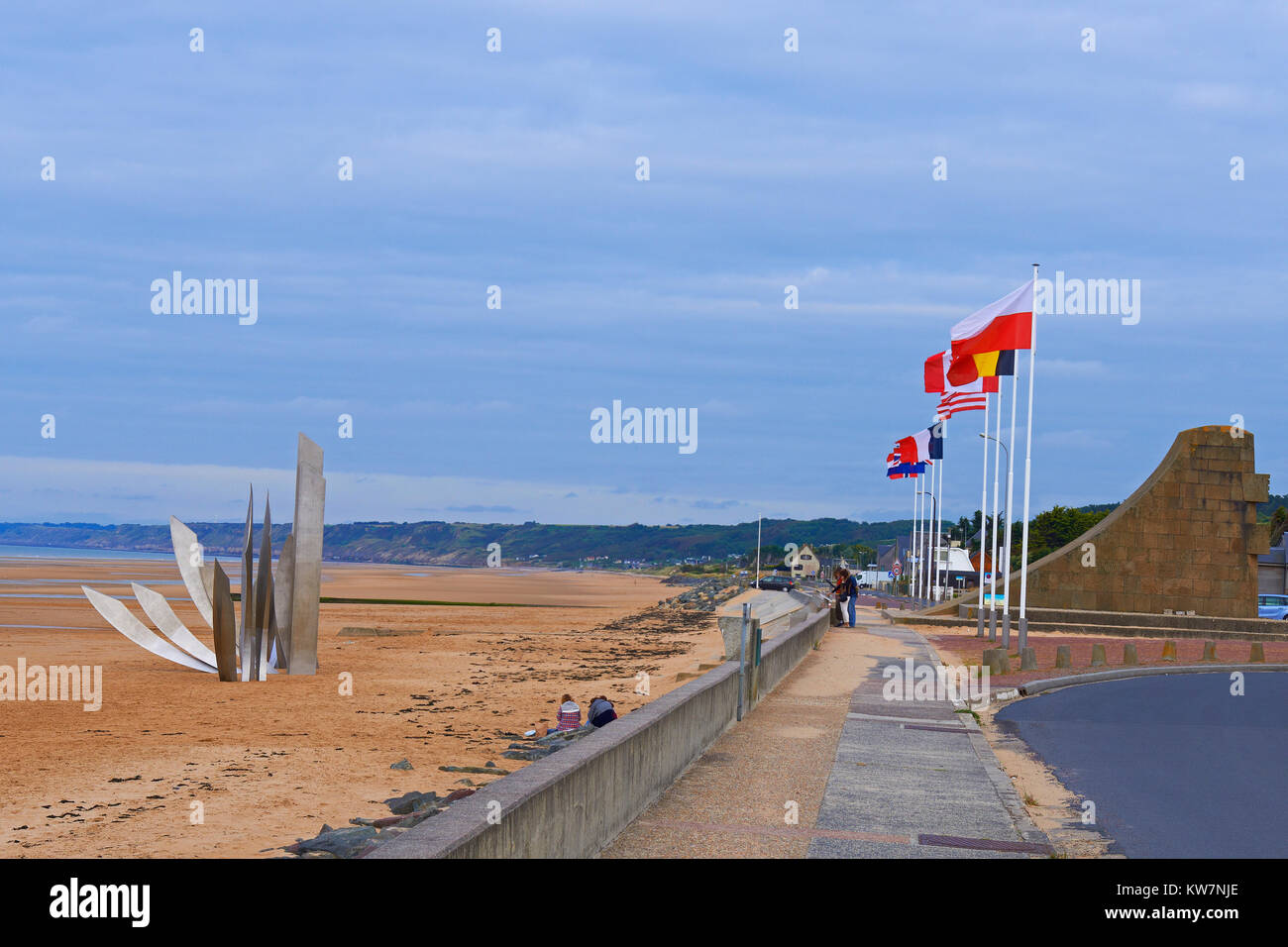 Second World War Monument, Vierville Sur Mer, D Day memorial at Omaha Beach, D-DAY Landing Site,  Basse-Normandie. Calvados Department, Bayeux Distric Stock Photo