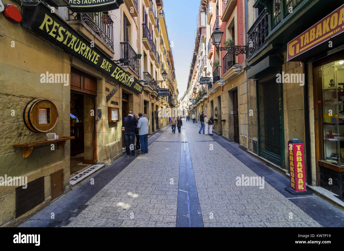 Old Town Street Of Parte Vieja In San Sebastian Gipuzkoa Spain Stock old-town-street-of-parte-vieja-in-san-sebastian-gipuzkoa-spain-stock