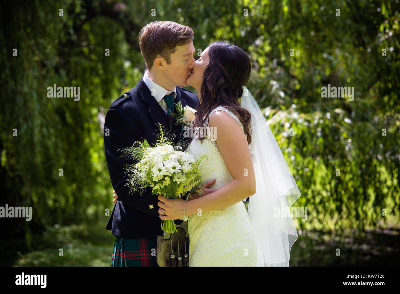 Wedding moment at Pencoed House Estate in the summer of 2017 Stock Photo