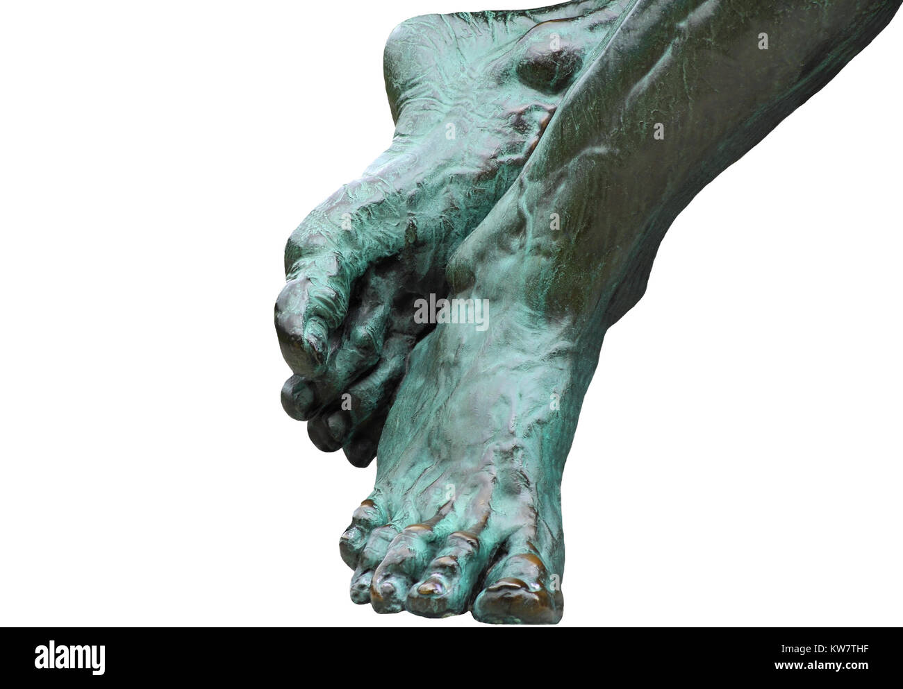 Bronze sculpture of feet isolated on a white background Stock Photo - Alamy