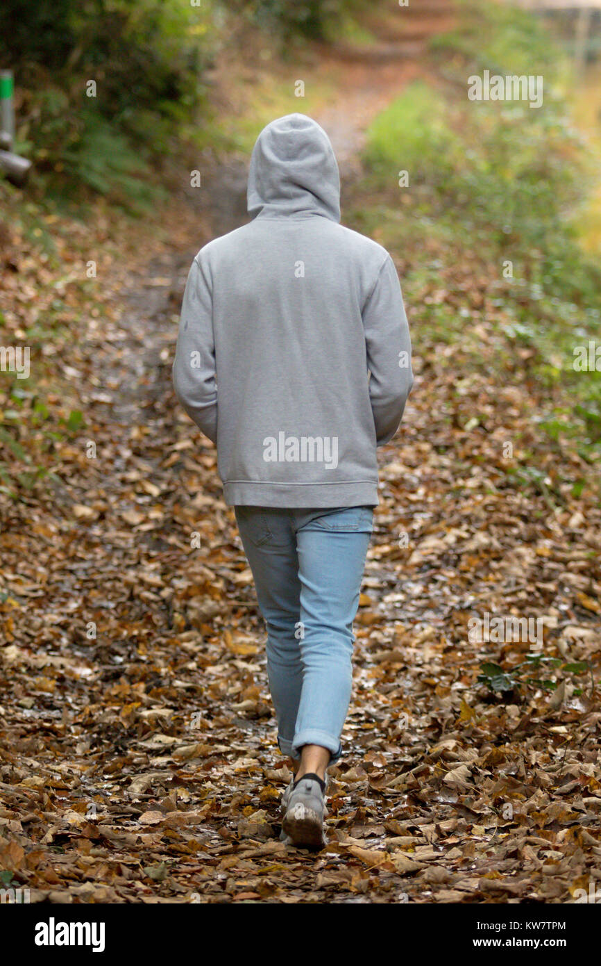 Someone Outside A young adult male walking alone outside on an autumn day Stock Photo ...