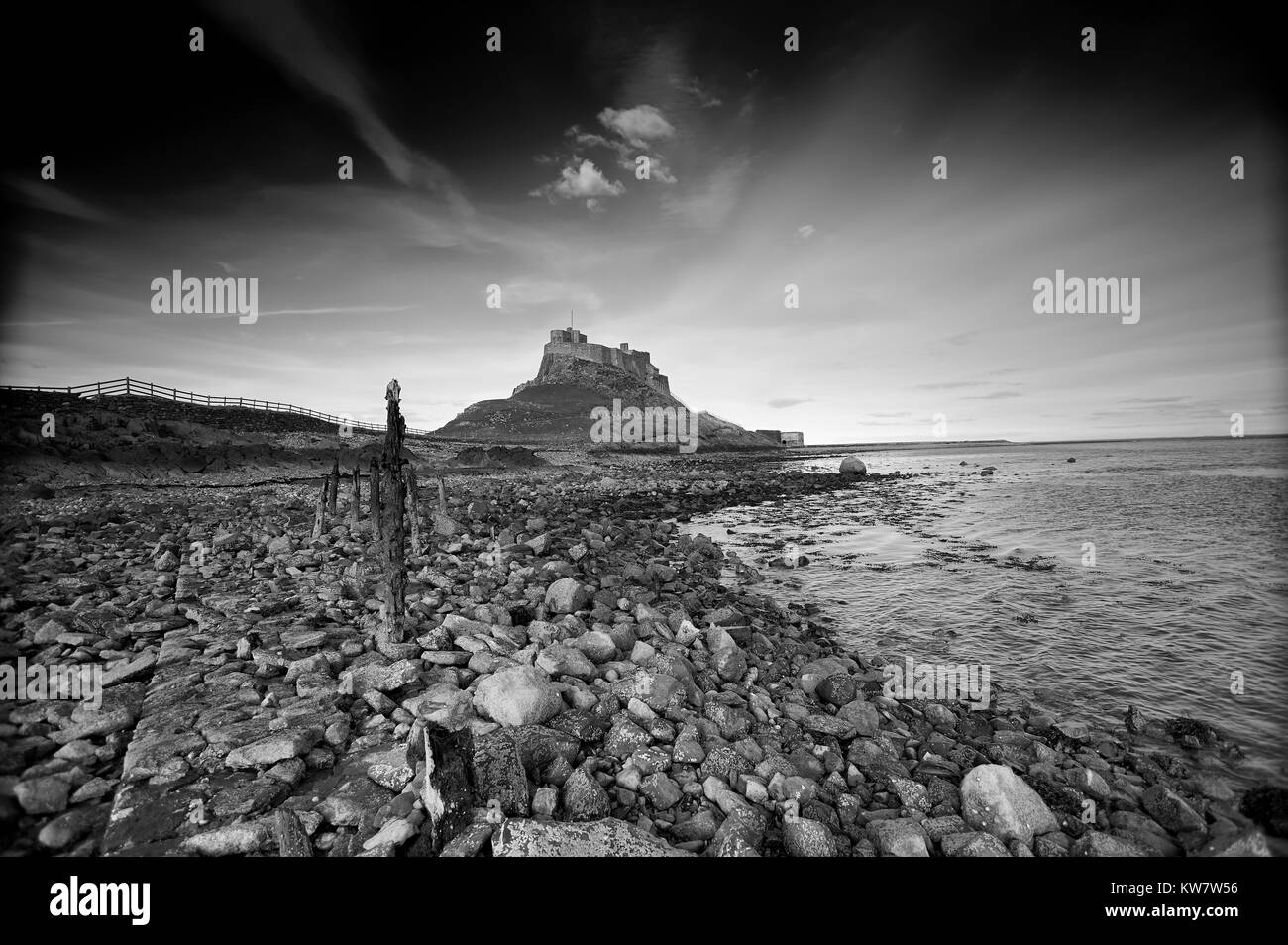 Lindisfarne Castle (Holy Island) on the Northumbrian Coast UK GB ...