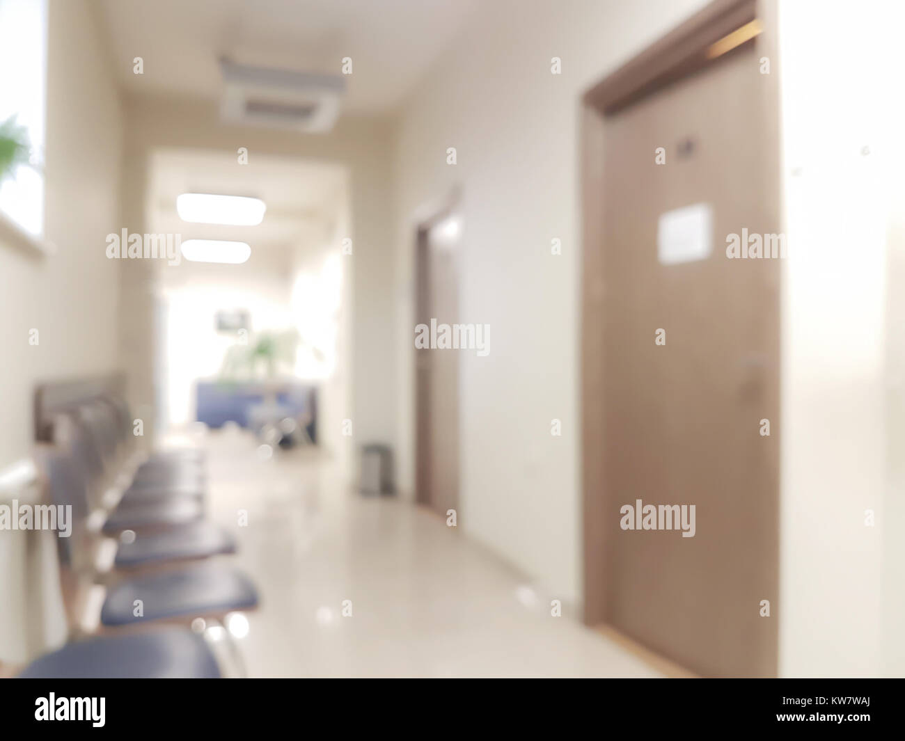 Blurred background waiting room in the doctor's office chairs in the