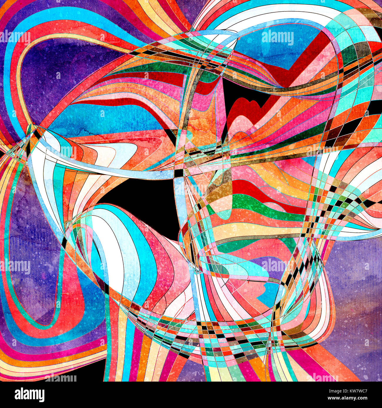 Abstract colored background with wavy elements Stock Photo