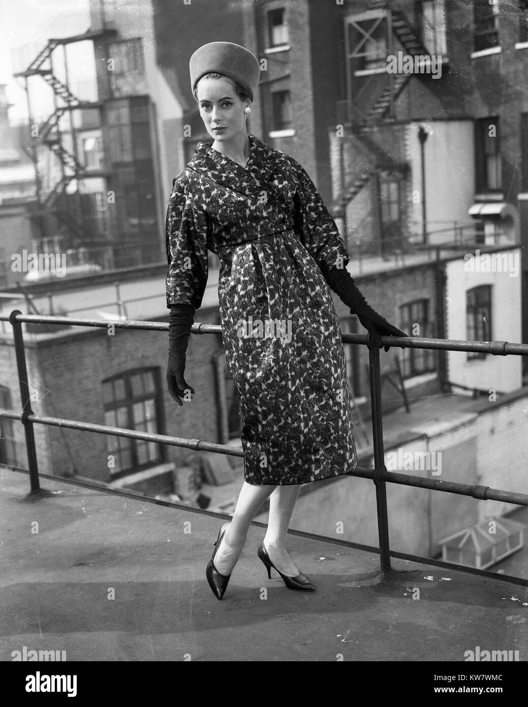 Fashion model for Christian Dior summer collection London 1956 Stock Photo