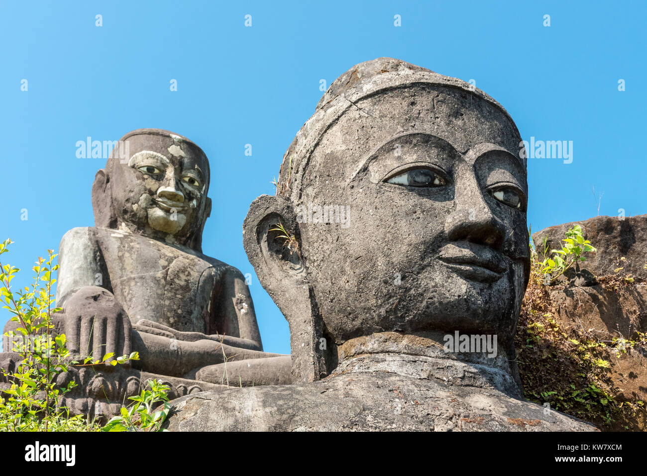 Buddha Statues at Peisi Taung (Pizidaung), Mrauk U, Burma (Myanmar) Stock Photo
