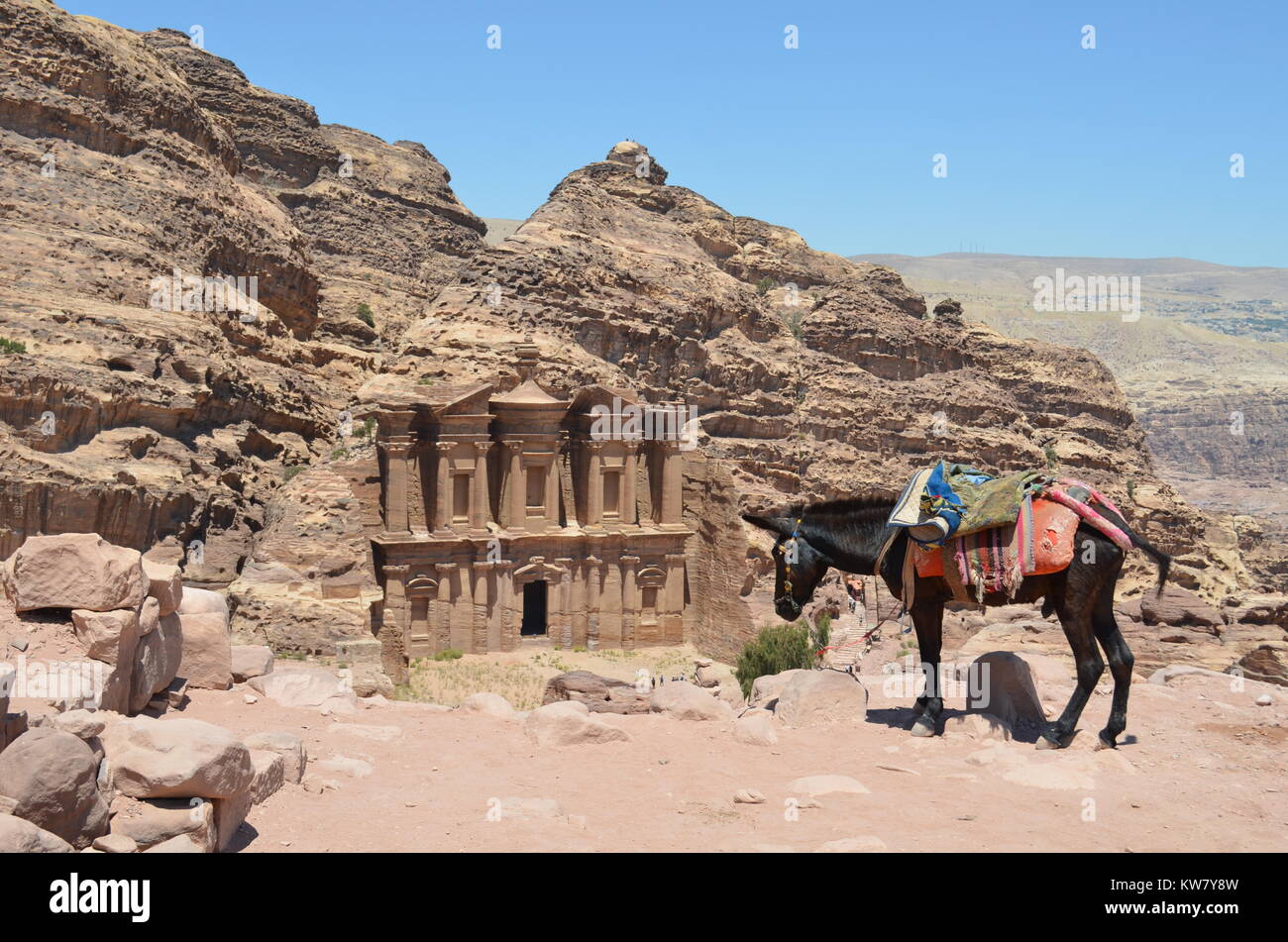 Monastery Petra Jordan Unesco Ancient World Wonder Stock Photo