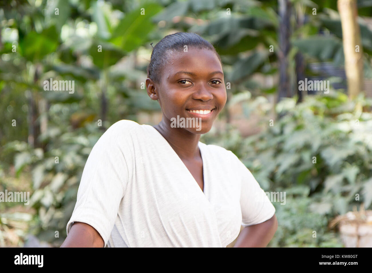 A beautiful smiling young Ugandan woman Stock Photo