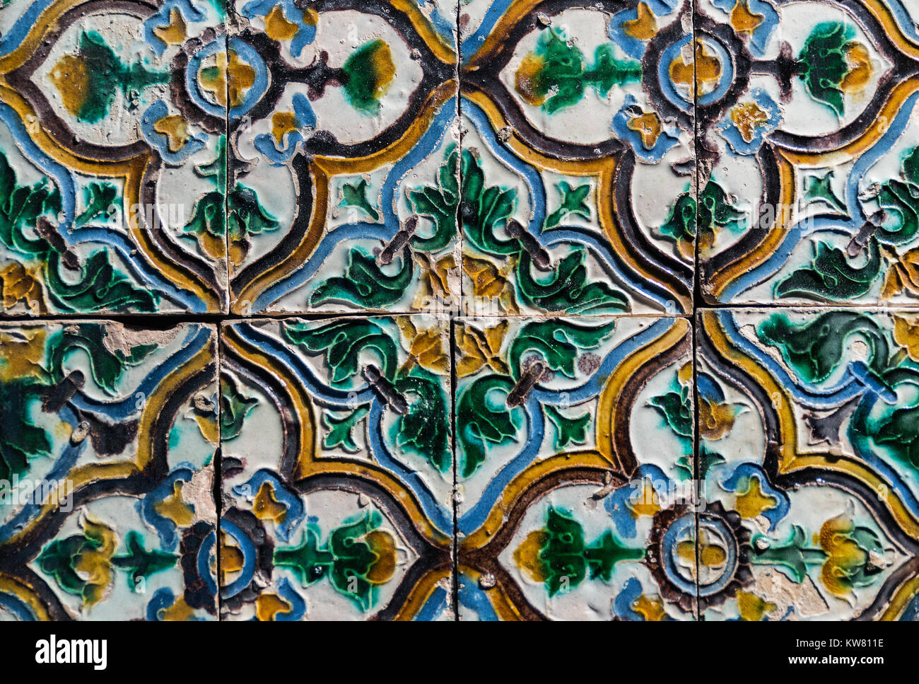 Ornamental old tiles. Seville. Spain. 16th century Stock Photo - Alamy