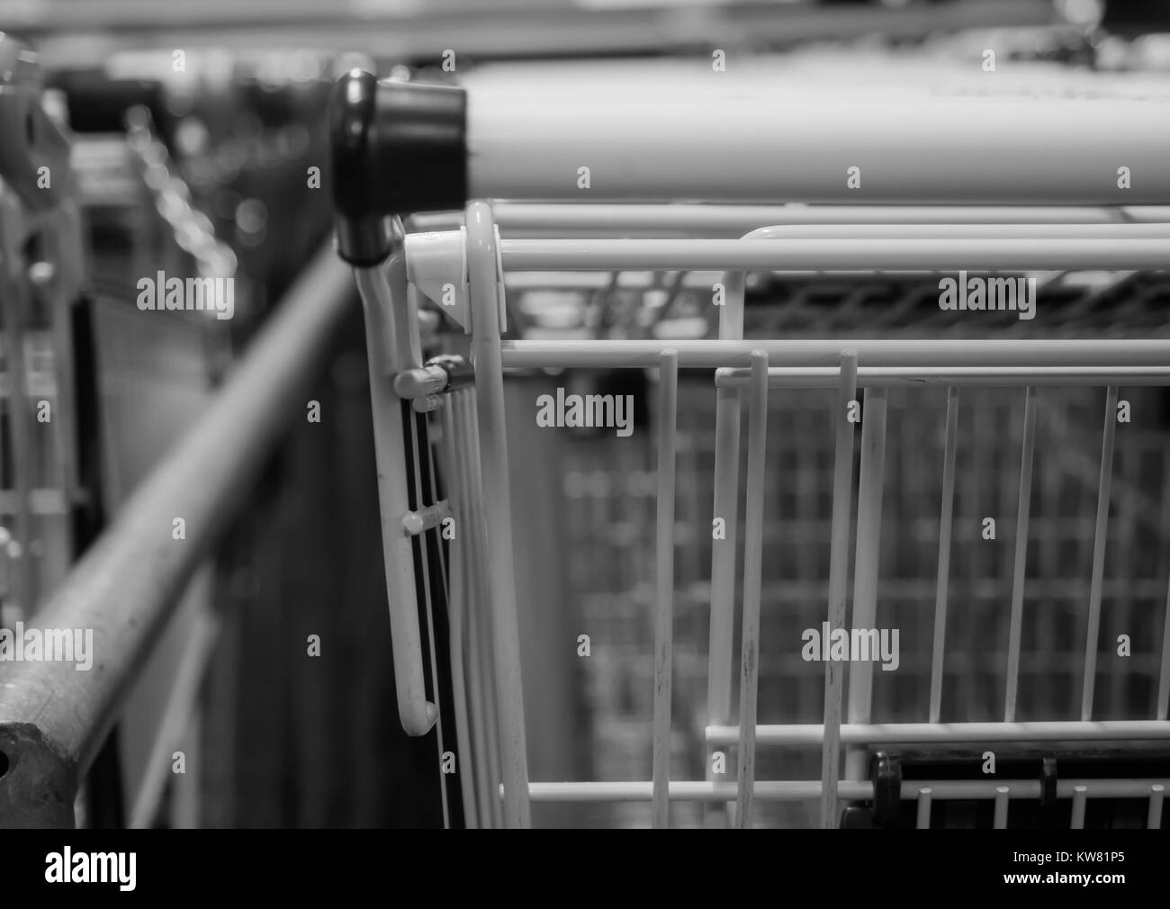 Many shopping carts of a supermarket Stock Photo Alamy