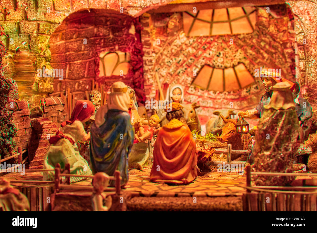 The Holy Family in typical Christmas Nativity Scene Stock Photo - Alamy