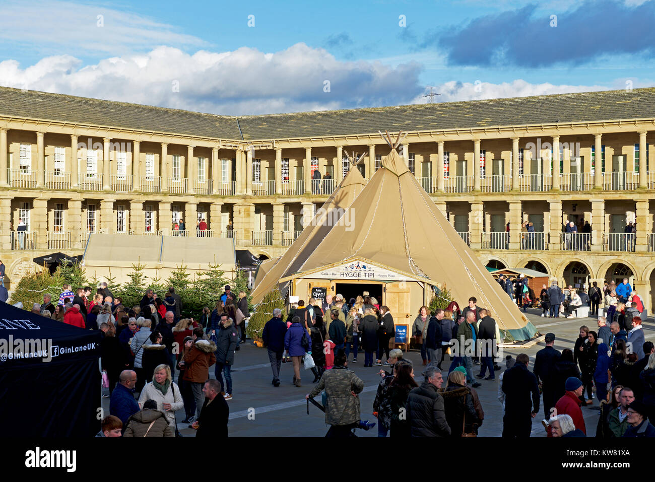 Christmas fayre in the Piece Hall, Halifax, West Yorkshire, England UK