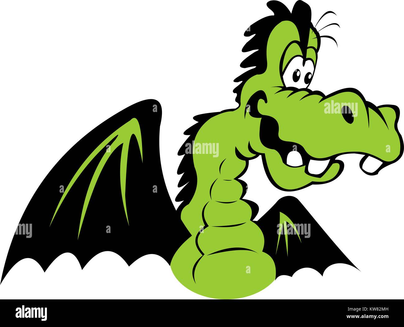 Colored illustration of a cartoon dragon. Isolated on white background. Stock Vector