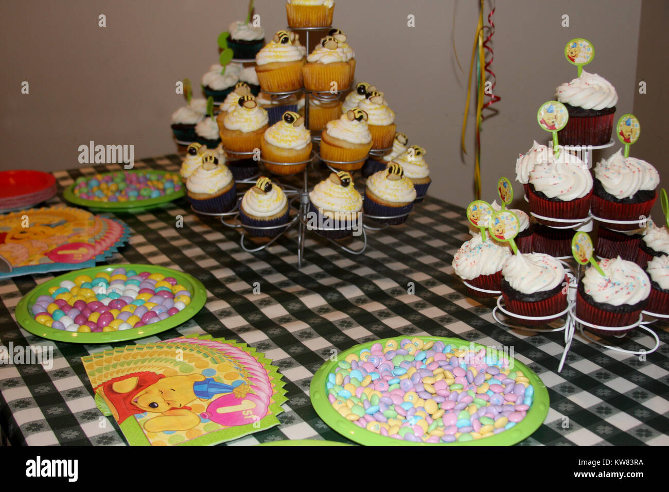 Cupcakes on arranged table for birthday party Stock Photo