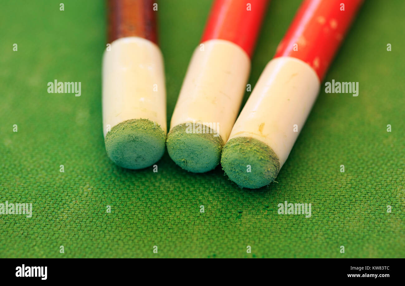 Close up billiard sticks Stock Photo Alamy