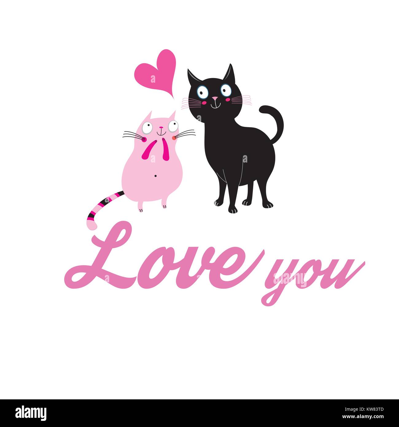 Graphics of enamored cats  Stock Vector