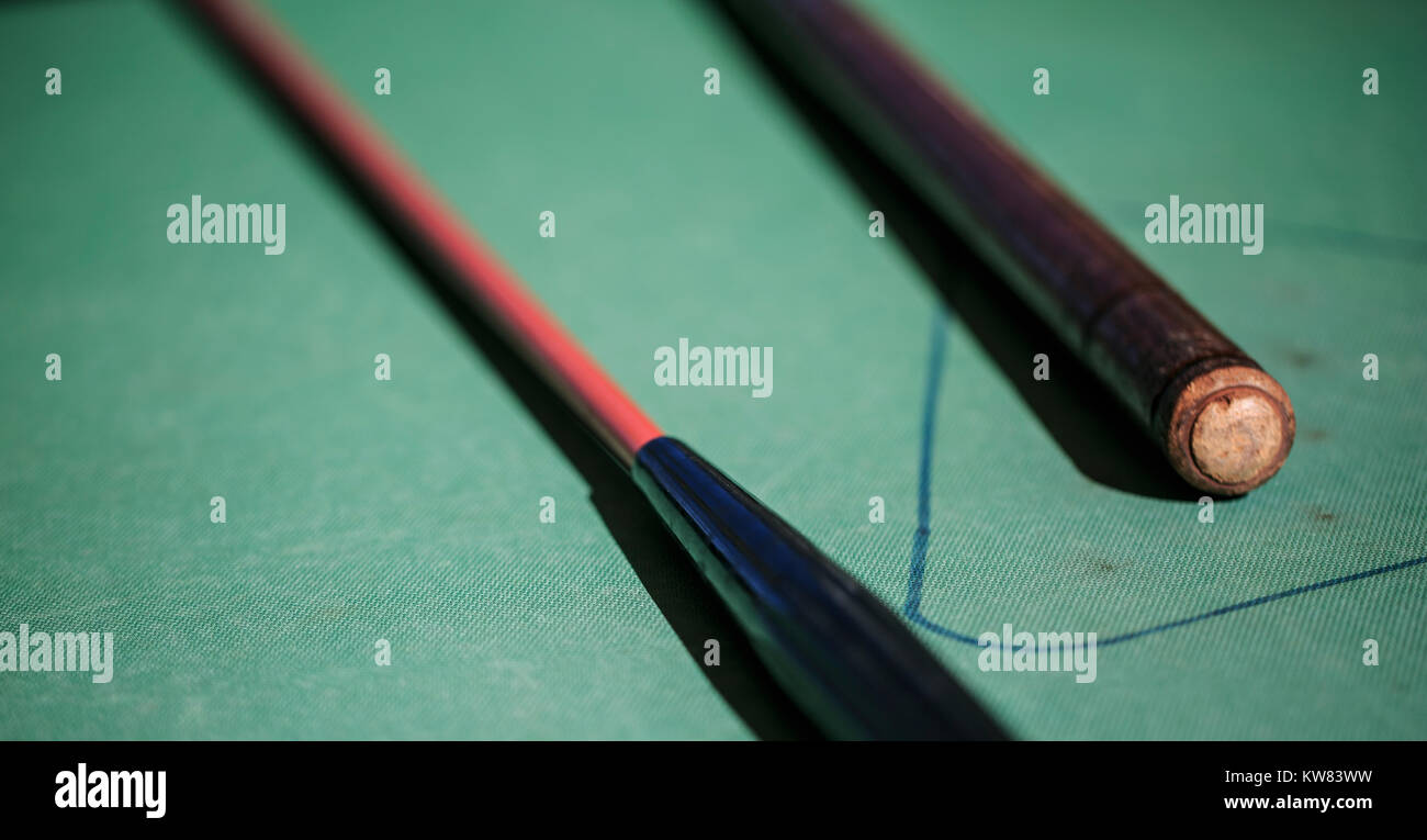 Close up billiard sticks Stock Photo Alamy