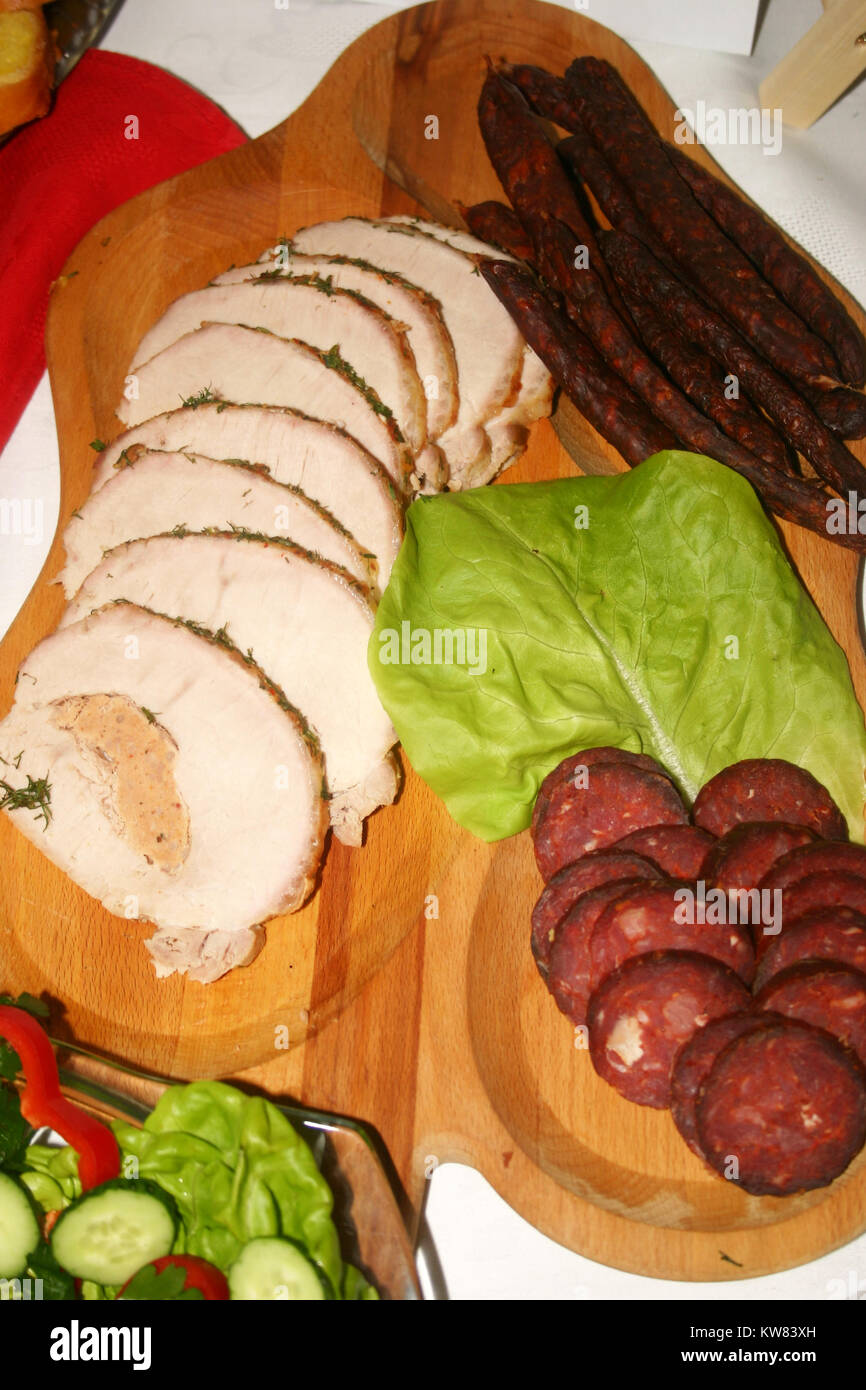 Tray of cold meats Stock Photo