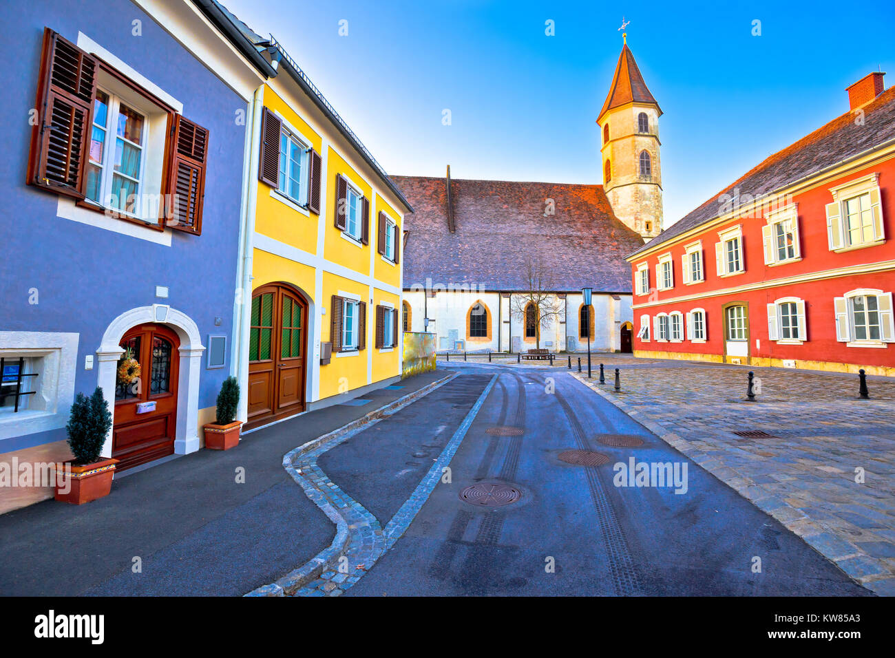 Bad Radkersburg colorful street view, Steiermark region of Austria Stock Photo
