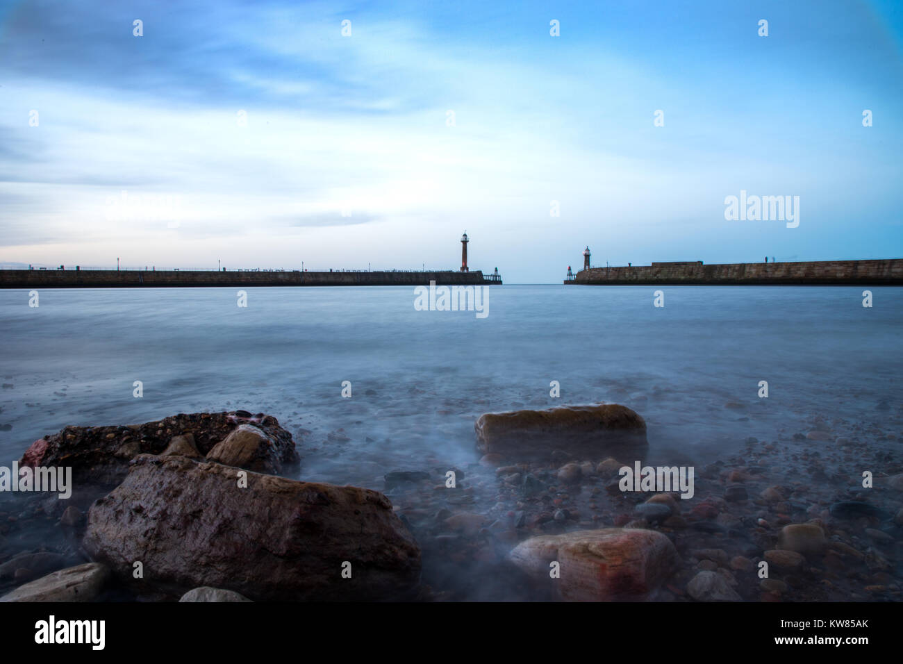 Whitby at Night Stock Photo