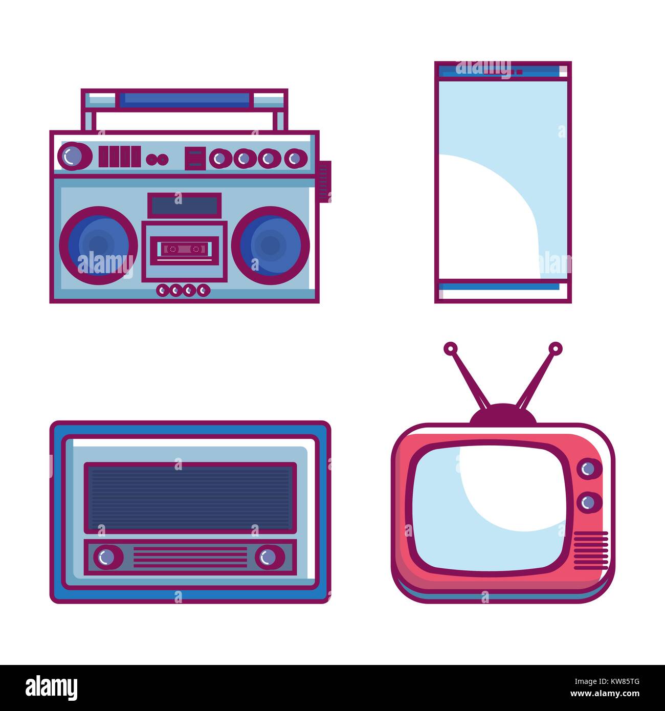 retro technology set gadgets Stock Vector Image & Art - Alamy