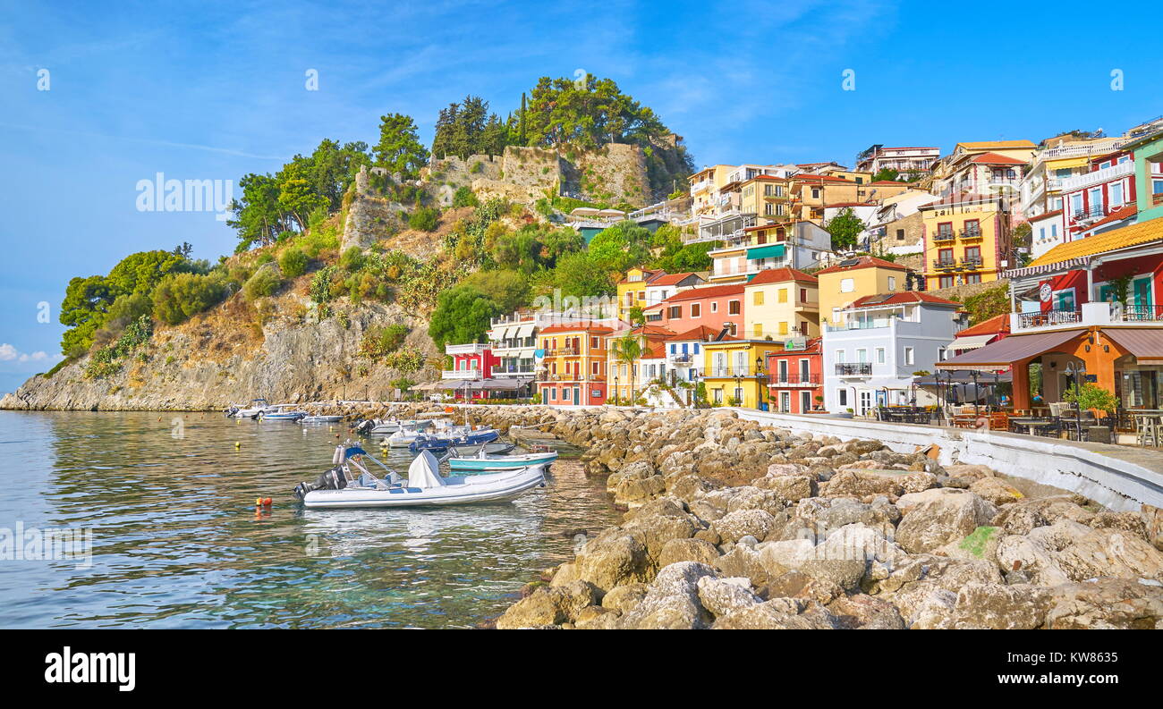 Colorful houses at Parga resort, Greece Stock Photo