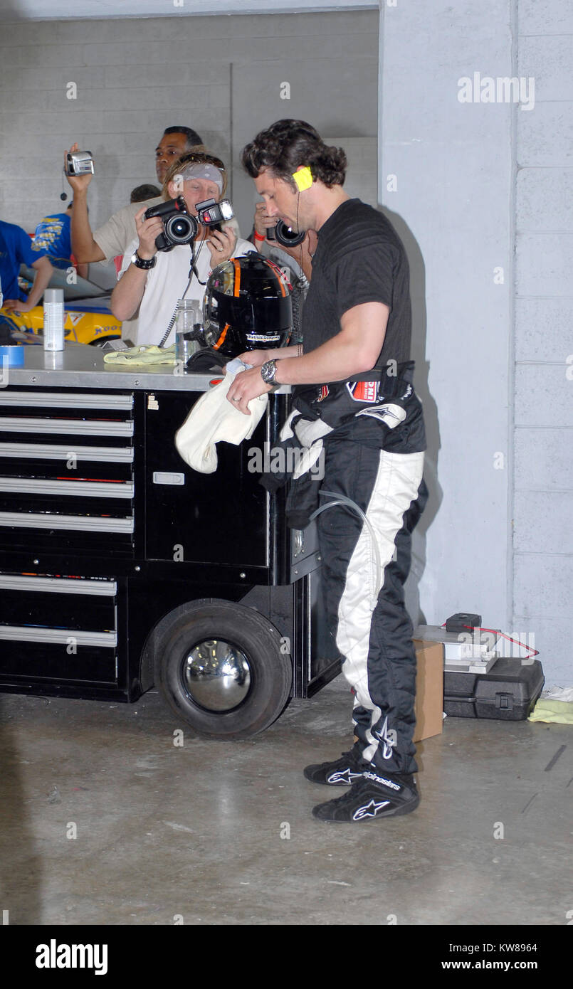 HOMESTEAD, FL - APRIL 15, 2007:  Grey's Anatomy star, Actor Patrick 'McDreamy' Dempsey competes in the the Koni Challenge at the Homestead-Miami Speedway in Homestead, Florida  People:  Patrick Dempsey Stock Photo