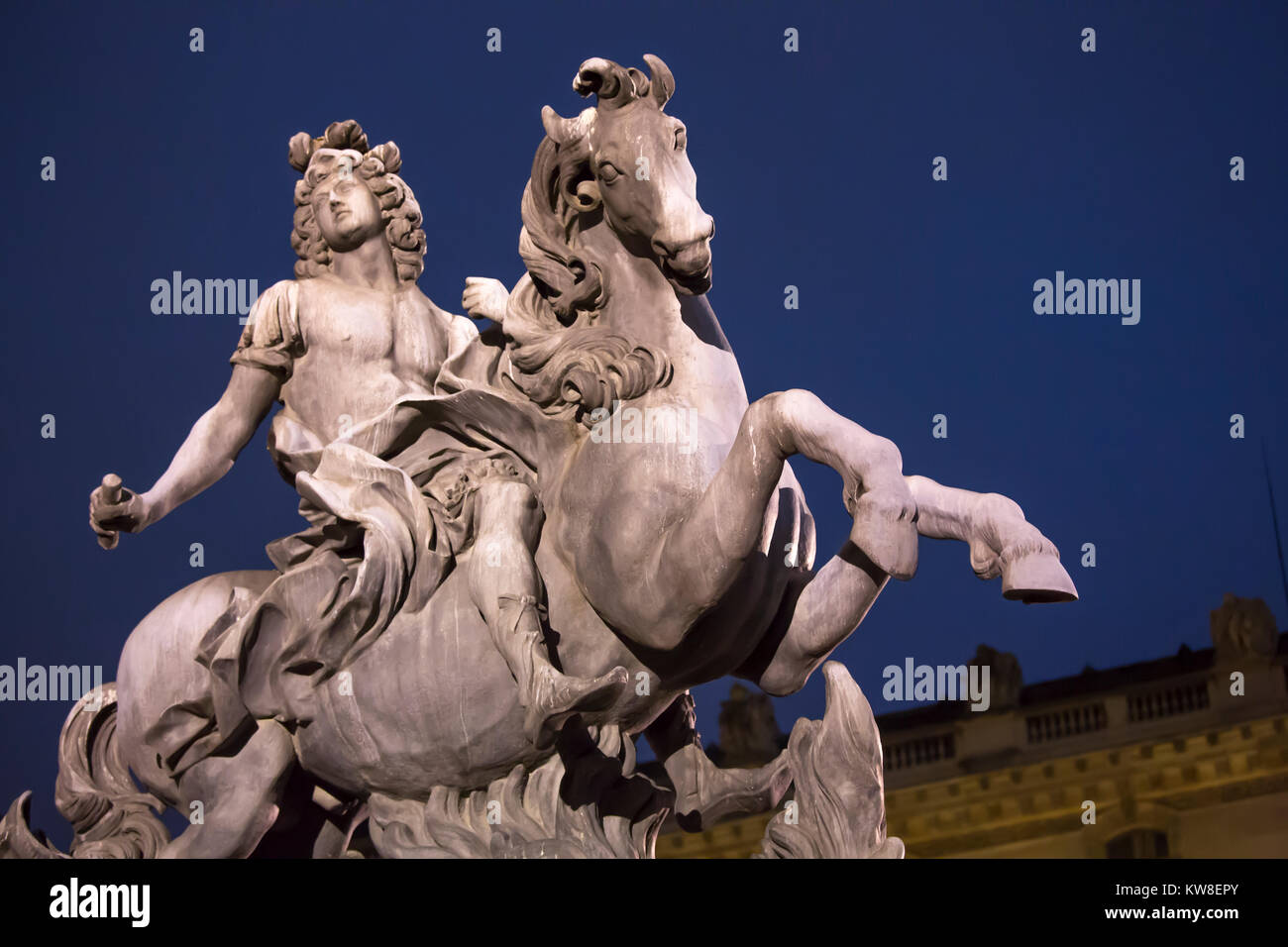 France, Paris (75), statue of Louis XIV mounted as a Roman, Louvre courtyard Stock Photo