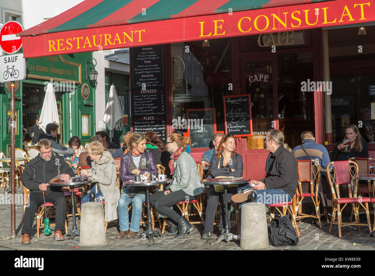 France, Paris (75), Cafe, restaurant, Le Consulat, Montmartre, Stock Photo