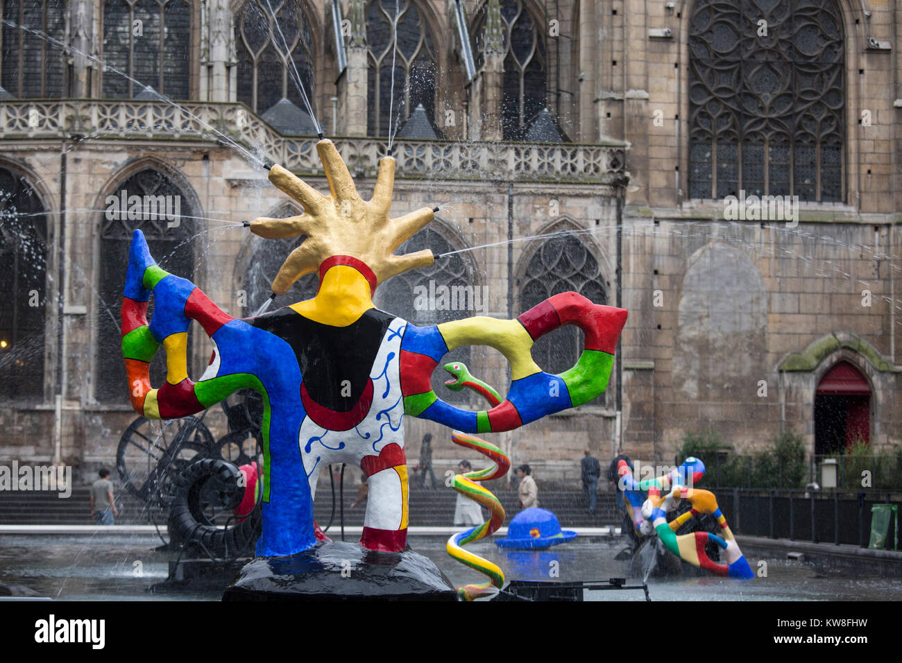 France, Paris (75), Niki de Saint Phalle and Jean Tinguely sculptures, Place Igor Stravinsky Stock Photo