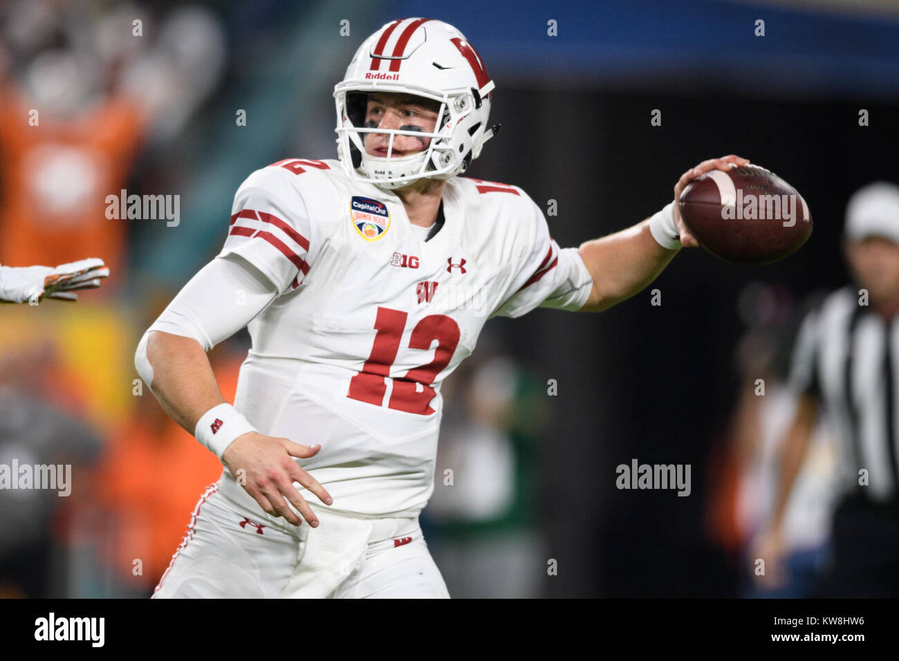 Wisconsin Badgers quarterback Alex Hornibrook (12) during the Capital