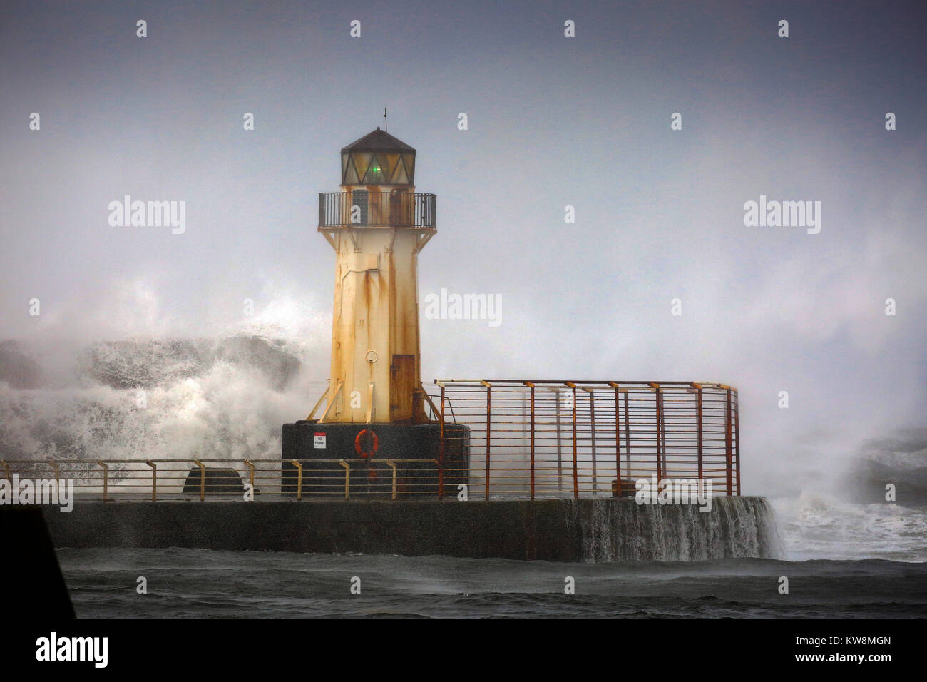 Ardrossan, Scotland, UK. 31st December, 2017. Storm Dylan battered the west coast of Scotland with strong winds up to 80 mph and 25 metre high waves causing widespread disruption with ferry crossings and rail services cancelled Credit: Findlay/Alamy Live News Stock Photo
