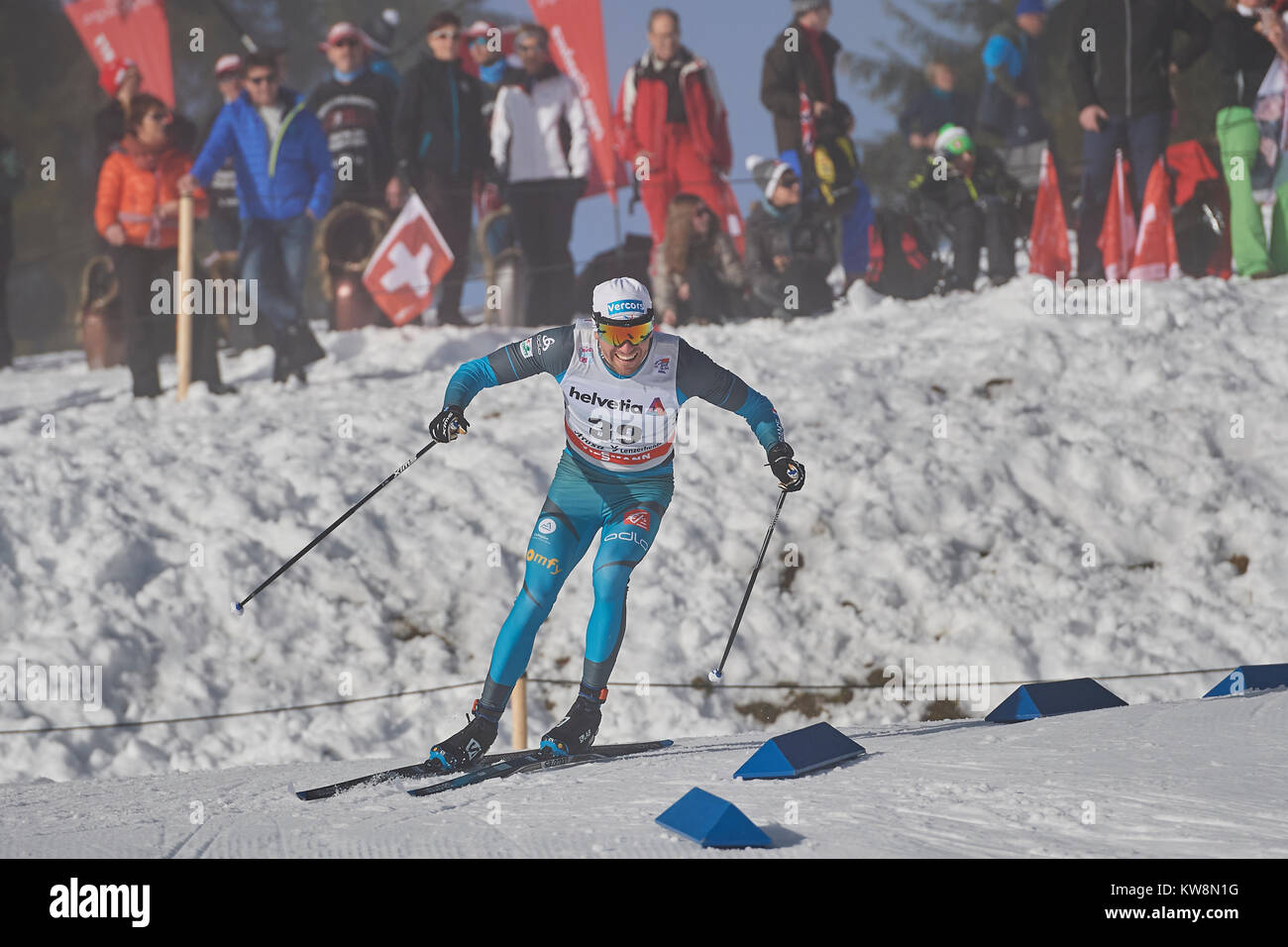 Lenzerheide, Switzerland, 31st December 2017. MANIFICAT Maurice (FRA) during the Mens 15 km Classic Competition at the FIS Cross Country World Cup Tour de Ski 2017 in Lenzerheide. Photo: Cronos/Rolf Simeon Stock Photo