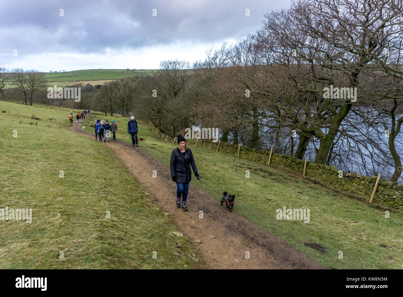 Digley reservoir was very busy as walkers enjoyed a new years eve walk
