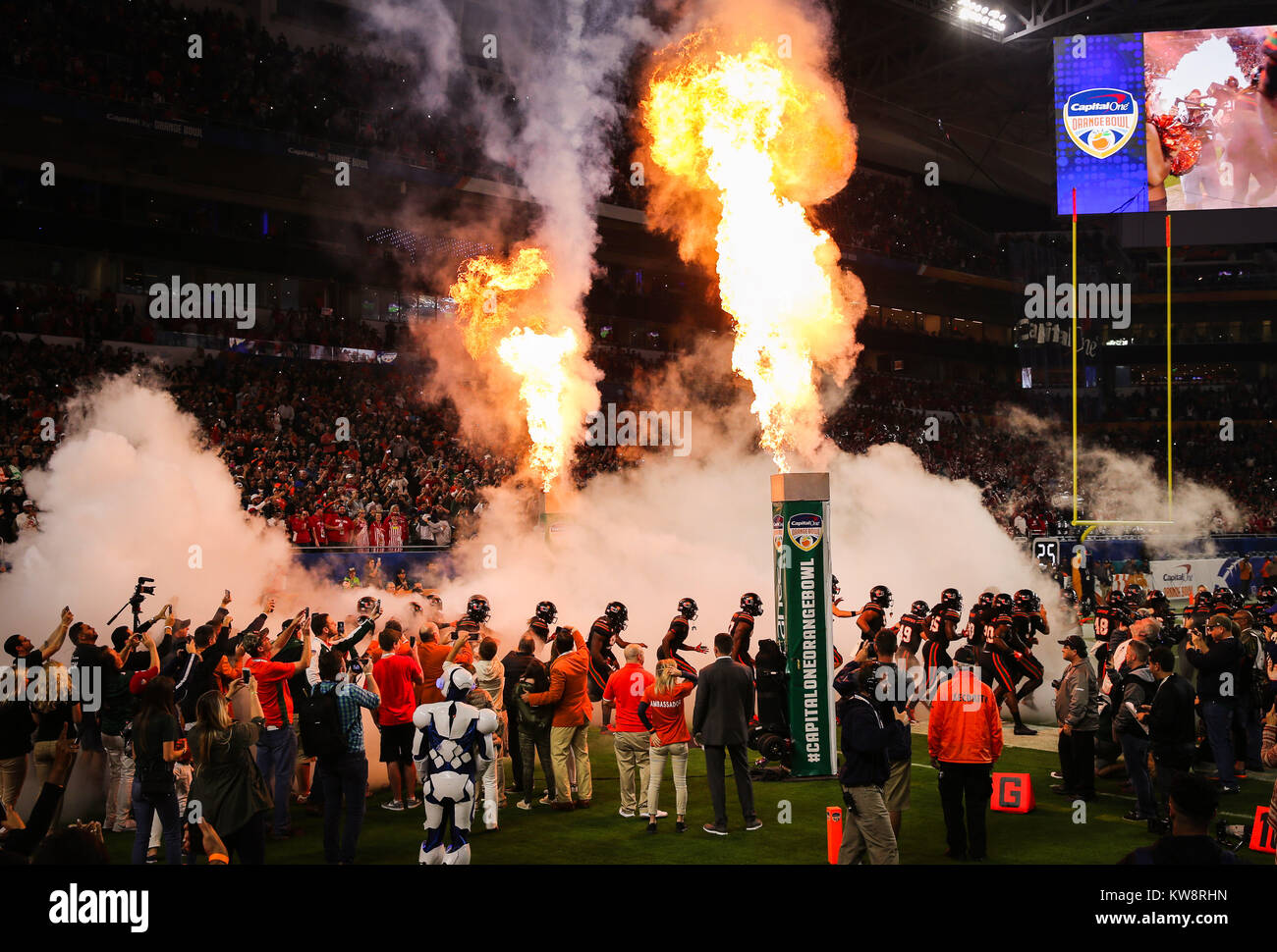 December 30, 2017 The Miami Hurricanes football team enter the field