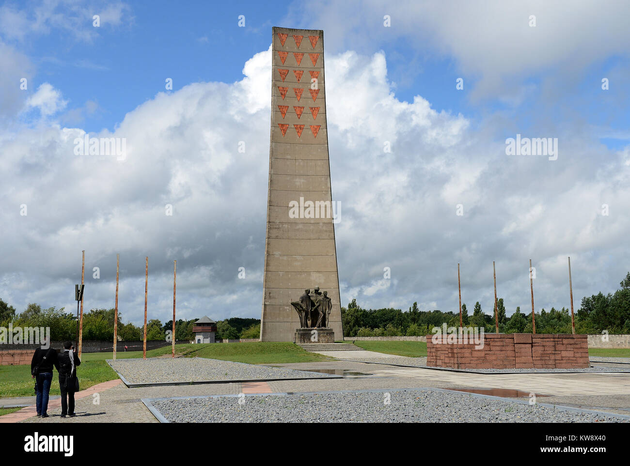 Oranienberg, BRANDENBURG, GER. 19th July, 2012. 20120719 - The Liberation Monument at the former Sachsenhausen concentration camp near Oranienburg, Germany, features red triangles honoring the political prisoners who wore red triangles on their prison uniforms. Credit: Chuck Myers/ZUMA Wire/Alamy Live News Stock Photo