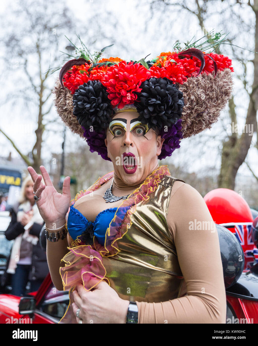 London, UK. 1st Jan, 2018. Bernadette character participant in his ...