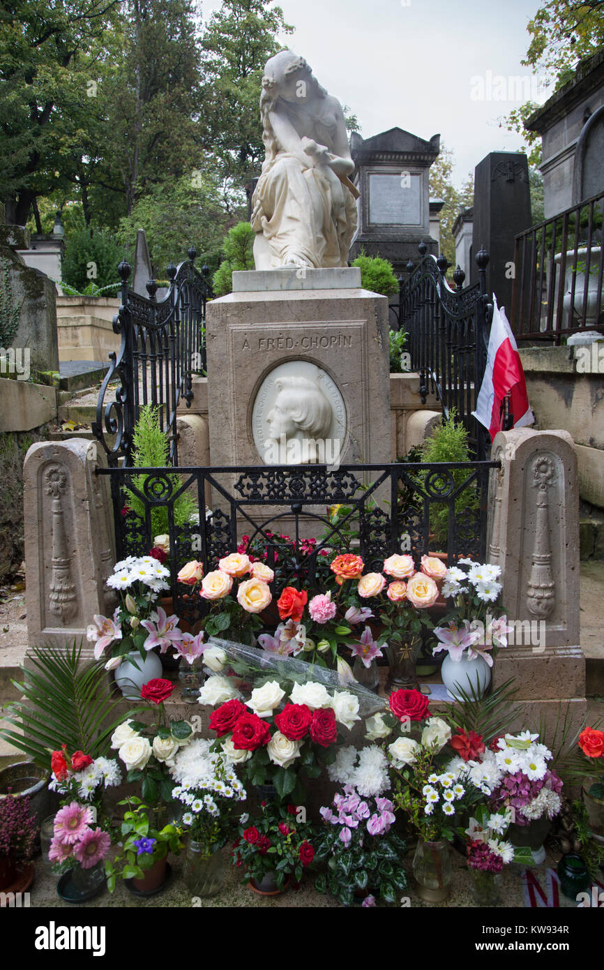 France, Paris (75), Frederick Chopin's grave, Pere Lachaise cemetery. Stock Photo