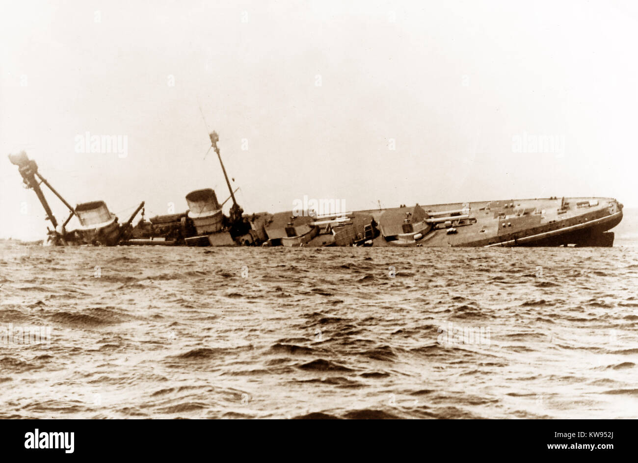 German Battle Cruiser 'Derfflinger' sinking, Scapa Flow, Orkney, 2.45pm, 21st June 1919 Stock Photo