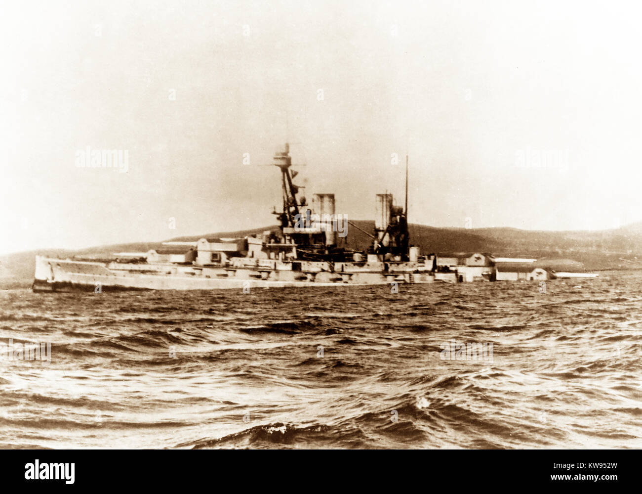 A German battleship, Scapa Flow, Orkney, June 1919 Stock Photo