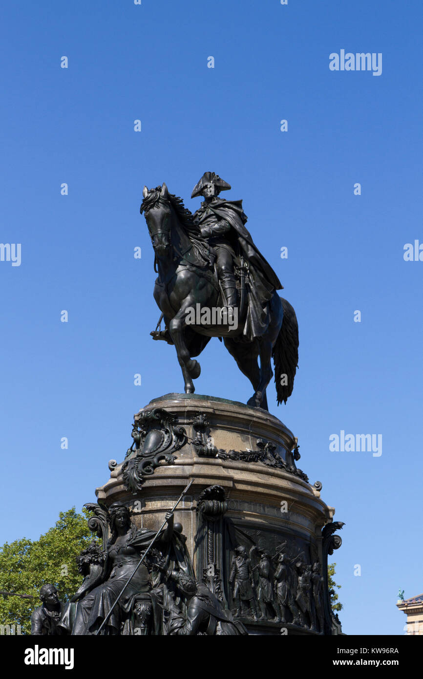 Washington on horseback on top of the Washington Monument