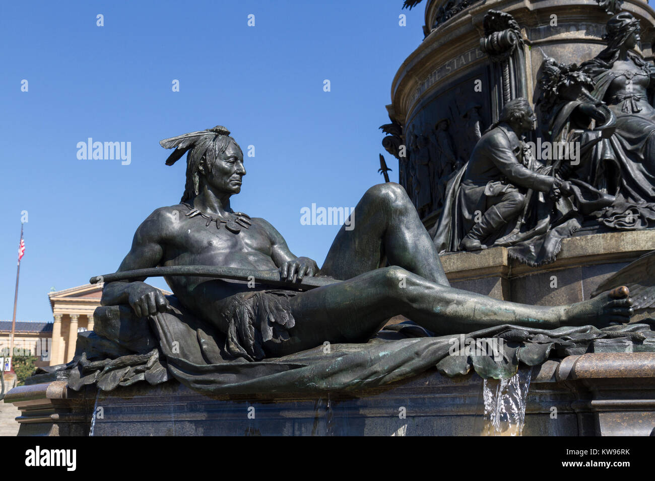 Figure of a Native American on the Washington Monument Fountain, Eakins