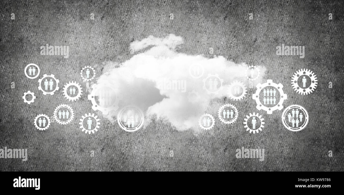 Background image with gears and cloud computing connection concept on ...