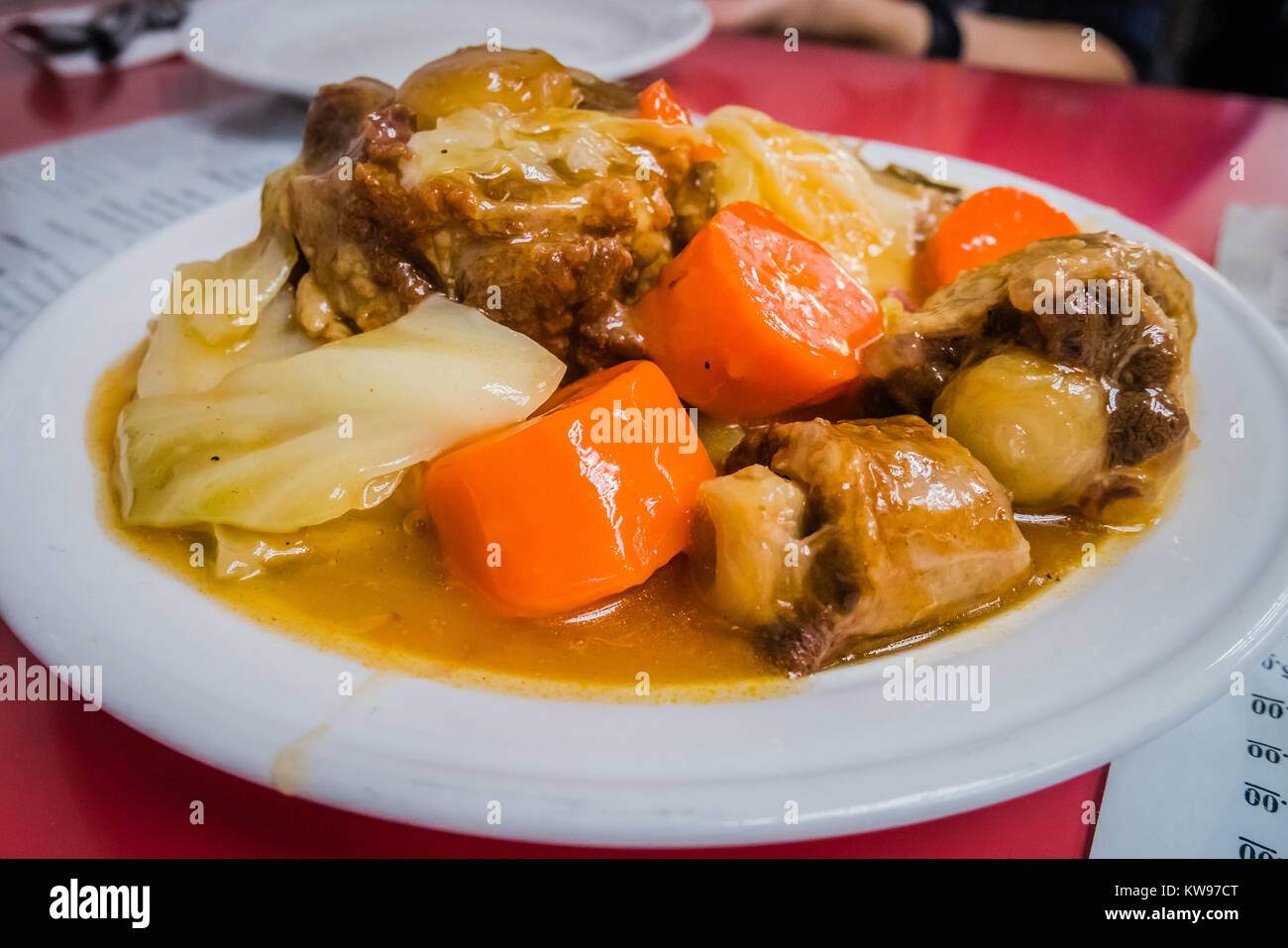 oxtail stew with cabbage and carrot Stock Photo