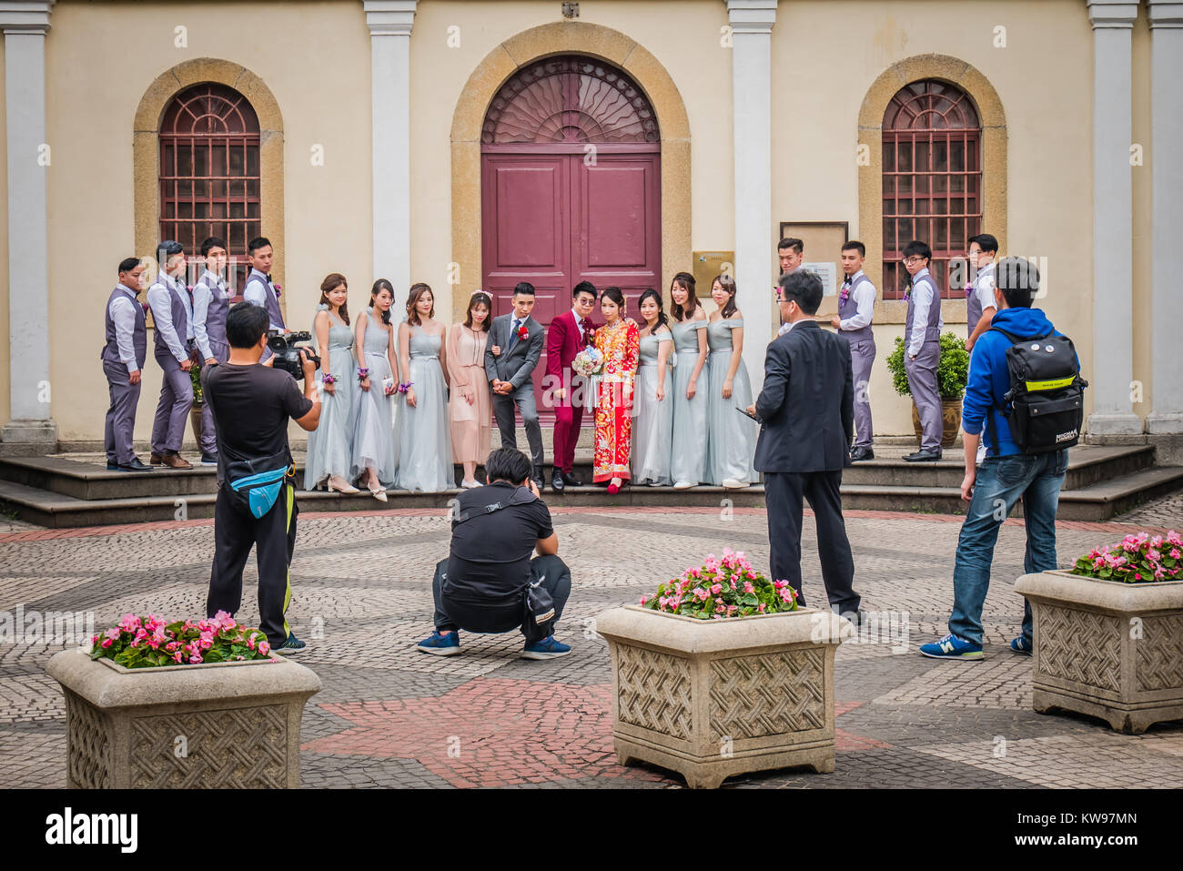 photographer taking wedding photo in asia Stock Photo