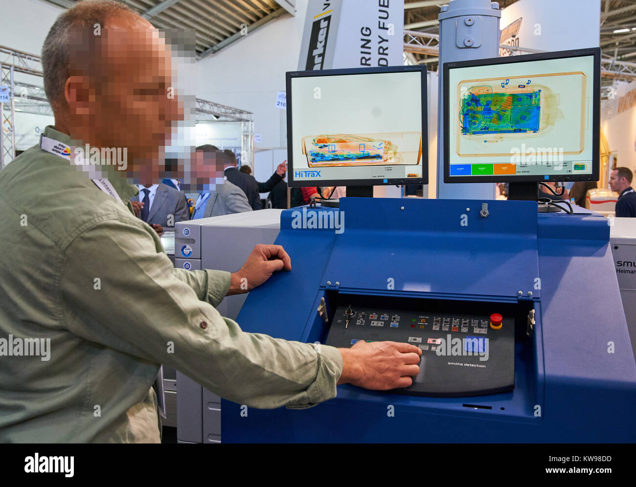 Exhibition Munich, October 10, 2017 Security Check demonstration at the Inter Airport Europe 2017, the leading exhibition for the airport industry, eq Stock Photo
